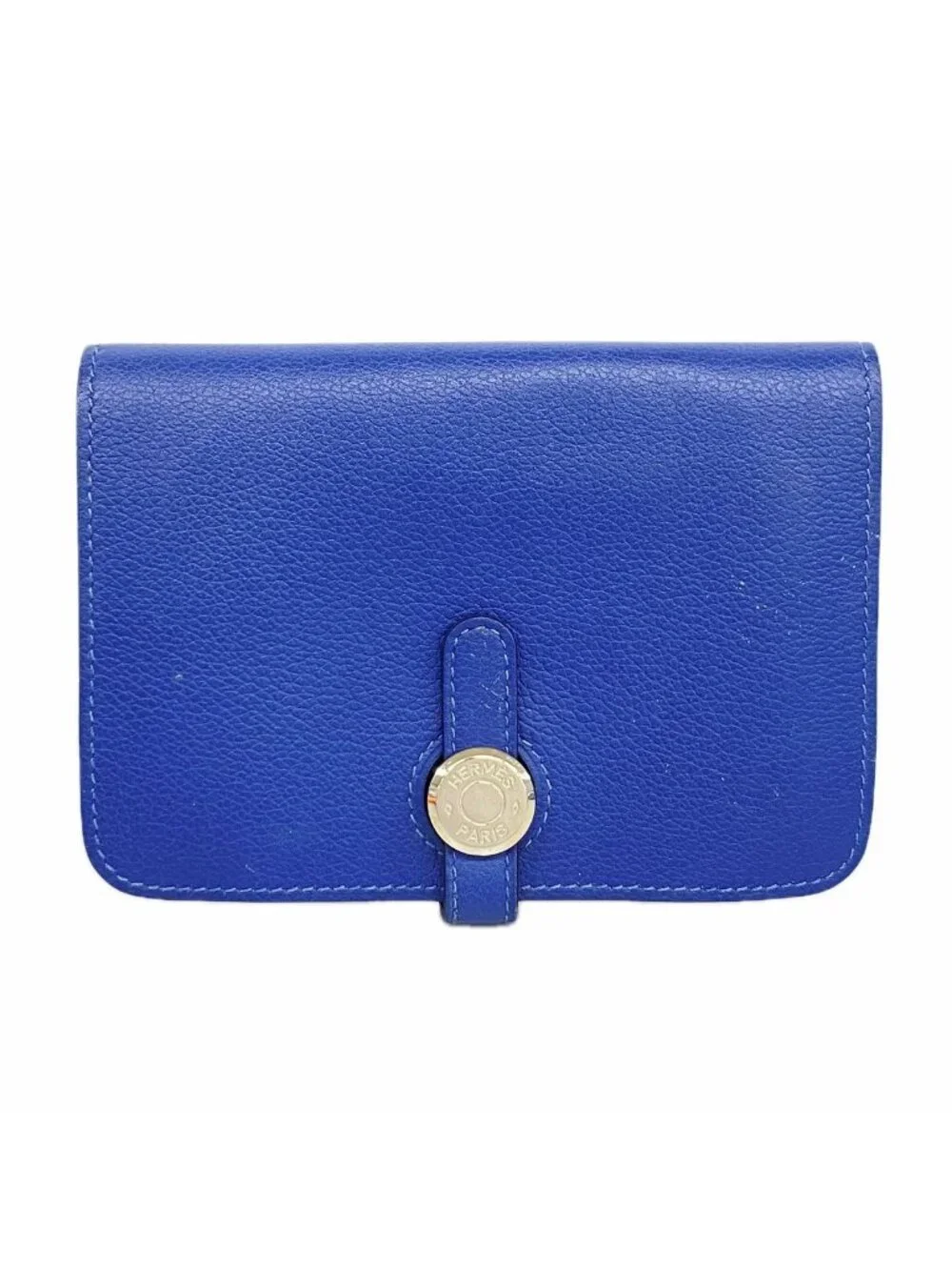 Hermes Coin Purse Dogon Compact Ever Color Blue Brighton Silver